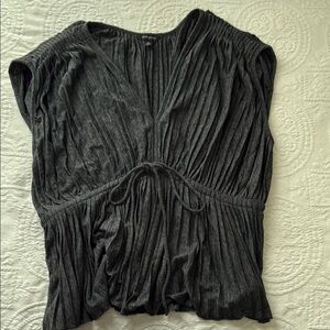 Banana Republic Black Sleeveless Ruched Tie Front Blouse